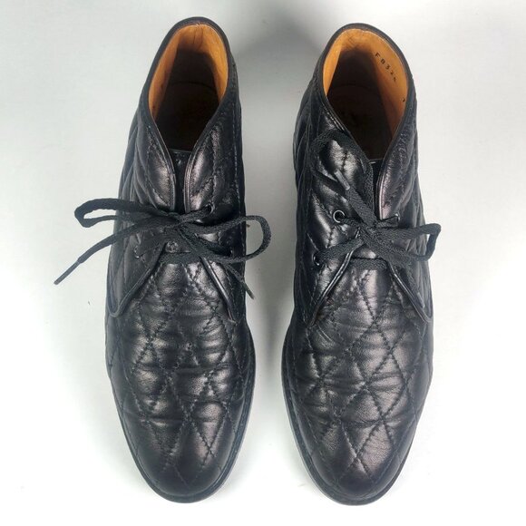 Cole Haan Black Leather Lace Up Quilted Ankle Boots Sz 7 Made In Italy - Picture 3 of 16